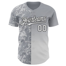 Charger l'image dans la galerie, Custom Gray White-Black Half Camo Ombre Authentic Baseball Jersey