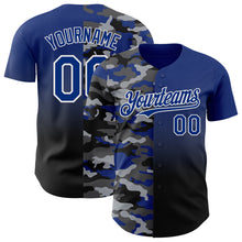 Laden Sie das Bild in den Galerie-Viewer, Custom Royal Black-White Half Camo Ombre Authentic Baseball Jersey