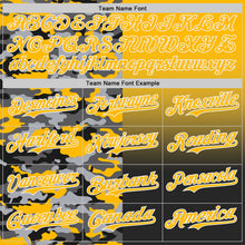 Laden Sie das Bild in den Galerie-Viewer, Custom Gold White-Black Half Camo Ombre Authentic Baseball Jersey