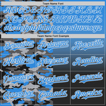 Charger l'image dans la galerie, Custom Electric Blue Black-White Half Camo Ombre Authentic Baseball Jersey
