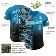 Laden Sie das Bild in den Galerie-Viewer, Custom Panther Blue Black-White Half Camo Ombre Authentic Baseball Jersey