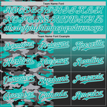 Charger l'image dans la galerie, Custom Aqua Black-White Half Camo Ombre Authentic Baseball Jersey