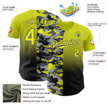 Load image into Gallery viewer, Custom Neon Yellow Black-Steel Gray Half Camo Ombre Authentic Baseball Jersey