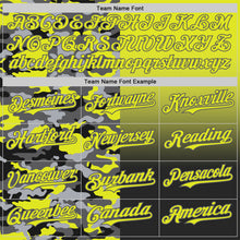 Load image into Gallery viewer, Custom Neon Yellow Black-Steel Gray Half Camo Ombre Authentic Baseball Jersey