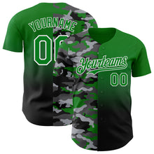 Загрузить изображение в средство просмотра галереи, Custom Grass Green Black-White Half Camo Ombre Authentic Baseball Jersey