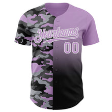 Load image into Gallery viewer, Custom Light Purple Black-White Half Camo Ombre Authentic Baseball Jersey