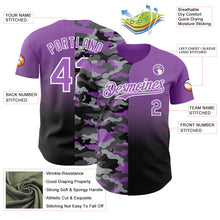 Laden Sie das Bild in den Galerie-Viewer, Custom Medium Purple Black-White Half Camo Ombre Authentic Baseball Jersey