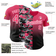 Charger l'image dans la galerie, Custom Neon Pink Black-White Half Camo Ombre Authentic Baseball Jersey