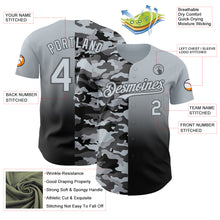 Laden Sie das Bild in den Galerie-Viewer, Custom Silver Black-Steel Gray Half Camo Ombre Authentic Baseball Jersey