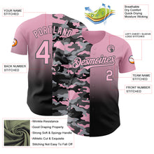 Load image into Gallery viewer, Custom Light Pink Black-Steel Gray Half Camo Ombre Authentic Baseball Jersey