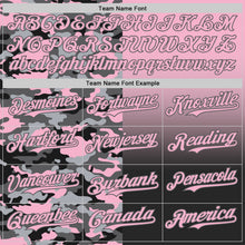 Load image into Gallery viewer, Custom Light Pink Black-Steel Gray Half Camo Ombre Authentic Baseball Jersey