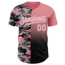 Charger l'image dans la galerie, Custom Medium Pink Black-White Half Camo Ombre Authentic Baseball Jersey