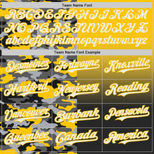 Laden Sie das Bild in den Galerie-Viewer, Custom Yellow Black-White Half Camo Ombre Authentic Baseball Jersey