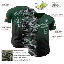 Load image into Gallery viewer, Custom Green Black-Gray Half Camo Ombre Authentic Baseball Jersey