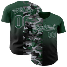 Load image into Gallery viewer, Custom Green Black-Gray Half Camo Ombre Authentic Baseball Jersey