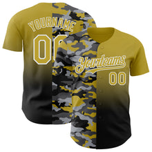 Load image into Gallery viewer, Custom Old Gold Black-White Half Camo Ombre Authentic Baseball Jersey