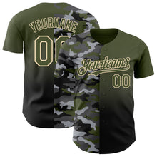 Charger l'image dans la galerie, Custom Olive Black-City Cream Half Camo Ombre Authentic Baseball Jersey