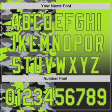 Загрузить изображение в средство просмотра галереи, Custom Neon Green Black-Steel Gray Half Camo Ombre Authentic Baseball Jersey