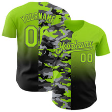 Загрузить изображение в средство просмотра галереи, Custom Neon Green Black-Steel Gray Half Camo Ombre Authentic Baseball Jersey
