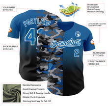 Charger l'image dans la galerie, Custom Blue Black-White Half Camo Ombre Authentic Baseball Jersey