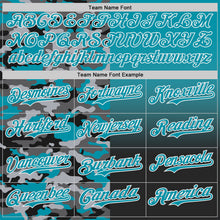 Charger l'image dans la galerie, Custom Teal Black-White Half Camo Ombre Authentic Baseball Jersey