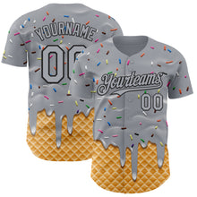 Laden Sie das Bild in den Galerie-Viewer, Custom Gray-Black Ice Cream Waffle Foodie Dessert Authentic Baseball Jersey
