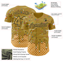 Load image into Gallery viewer, Custom Old Gold-Black Ice Cream Waffle Foodie Dessert Authentic Baseball Jersey