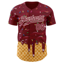 Charger l'image dans la galerie, Custom Crimson-Cream Ice Cream Waffle Foodie Dessert Authentic Baseball Jersey