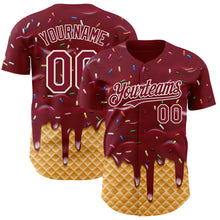 Charger l'image dans la galerie, Custom Crimson-Cream Ice Cream Waffle Foodie Dessert Authentic Baseball Jersey