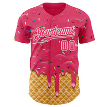 Charger l'image dans la galerie, Custom Neon Pink-White Ice Cream Waffle Foodie Dessert Authentic Baseball Jersey