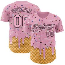 Charger l'image dans la galerie, Custom Light Pink-Black Ice Cream Waffle Foodie Dessert Authentic Baseball Jersey