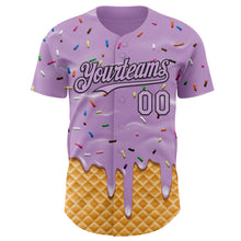 Laden Sie das Bild in den Galerie-Viewer, Custom Light Purple-Black Ice Cream Waffle Foodie Dessert Authentic Baseball Jersey