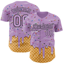 Laden Sie das Bild in den Galerie-Viewer, Custom Light Purple-Black Ice Cream Waffle Foodie Dessert Authentic Baseball Jersey