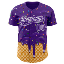 Загрузить изображение в средство просмотра галереи, Custom Purple-White Ice Cream Waffle Foodie Dessert Authentic Baseball Jersey
