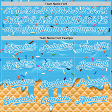 Laden Sie das Bild in den Galerie-Viewer, Custom Sky Blue-White Ice Cream Waffle Foodie Dessert Authentic Baseball Jersey