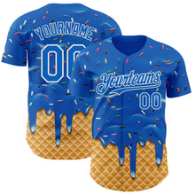 Load image into Gallery viewer, Custom Blue-White Ice Cream Waffle Foodie Dessert Authentic Baseball Jersey