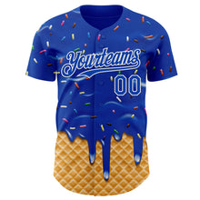 Charger l'image dans la galerie, Custom Thunder Blue-White Ice Cream Waffle Foodie Dessert Authentic Baseball Jersey