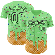 Загрузить изображение в средство просмотра галереи, Custom Pea Green-Black Ice Cream Waffle Foodie Dessert Authentic Baseball Jersey