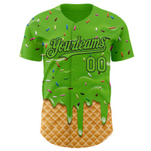 Charger l'image dans la galerie, Custom Aurora Green-Black Ice Cream Waffle Foodie Dessert Authentic Baseball Jersey
