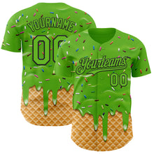 Charger l'image dans la galerie, Custom Aurora Green-Black Ice Cream Waffle Foodie Dessert Authentic Baseball Jersey