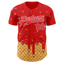Load image into Gallery viewer, Custom Fire Red-White Ice Cream Waffle Foodie Dessert Authentic Baseball Jersey