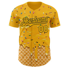 Charger l'image dans la galerie, Custom Gold-Black Ice Cream Waffle Foodie Dessert Authentic Baseball Jersey