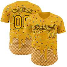 Charger l'image dans la galerie, Custom Gold-Black Ice Cream Waffle Foodie Dessert Authentic Baseball Jersey