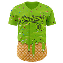 Загрузить изображение в средство просмотра галереи, Custom Neon Green-Black Ice Cream Waffle Foodie Dessert Authentic Baseball Jersey