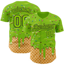 Загрузить изображение в средство просмотра галереи, Custom Neon Green-Black Ice Cream Waffle Foodie Dessert Authentic Baseball Jersey