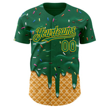 Загрузить изображение в средство просмотра галереи, Custom Kelly Green-Yellow Ice Cream Waffle Foodie Dessert Authentic Baseball Jersey