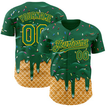 Загрузить изображение в средство просмотра галереи, Custom Kelly Green-Yellow Ice Cream Waffle Foodie Dessert Authentic Baseball Jersey