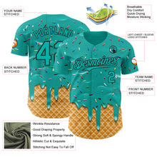 Load image into Gallery viewer, Custom Aqua-Black Ice Cream Waffle Foodie Dessert Authentic Baseball Jersey