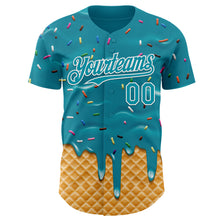 Laden Sie das Bild in den Galerie-Viewer, Custom Teal-White Ice Cream Waffle Foodie Dessert Authentic Baseball Jersey