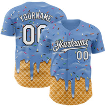 Charger l'image dans la galerie, Custom Light Blue White-Black Ice Cream Waffle Foodie Dessert Authentic Baseball Jersey